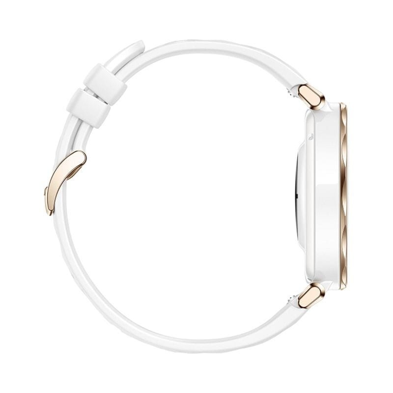 Latérale gauche de Huawei Watch GT5 Pro 42mm GPS Fluoroélastomère Bracelet Blanc - Montre intelligente