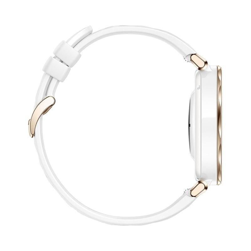 Latérale gauche de Huawei Watch GT5 Pro 42mm GPS Fluoroélastomère Bracelet Blanc - Montre intelligente