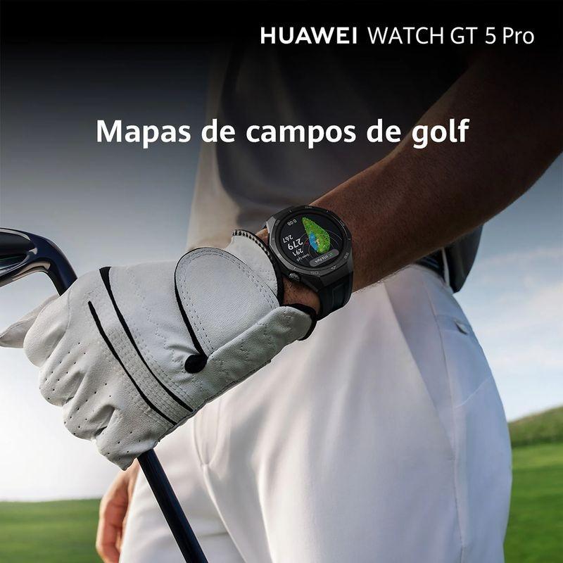Terrains de golf de Huawei Watch GT5 Pro 46 mm GPS Bracelet Fluoroélastomère Noir - Montre Intelligente