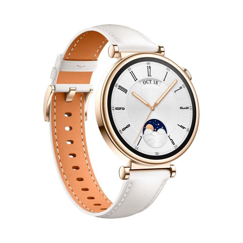 vista frontal y lateral del Reloj inteligente Huawei Watch GT 4 41mm Blanco