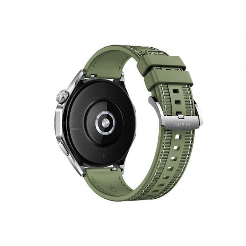 Vista trasera del reloj inteligente Huawei Watch GT 4 de 46mm en color Verde