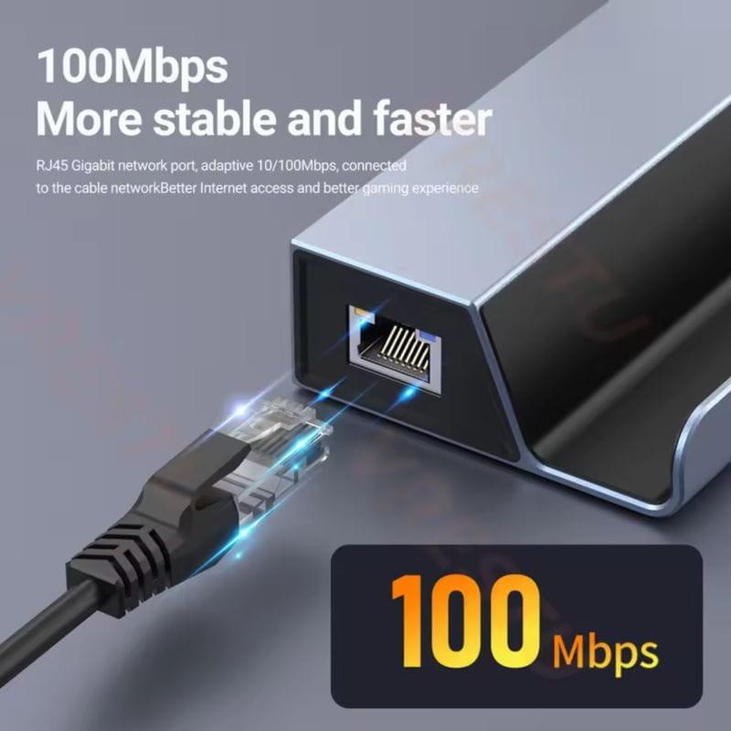Puerto Ethernet RJ45 del Hub 6 en 1 1000M con velocidad de 1000Mbps
