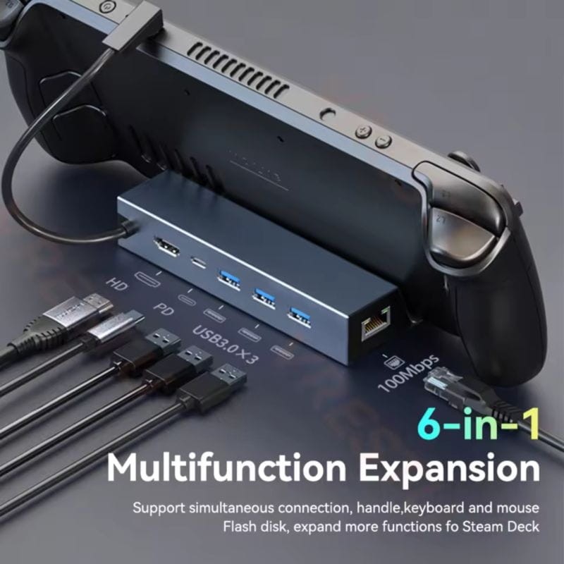 Hub multifunción con 6 puertos en 1