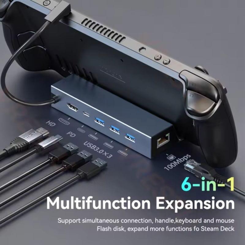 Hub multifunción con 6 puertos en 1