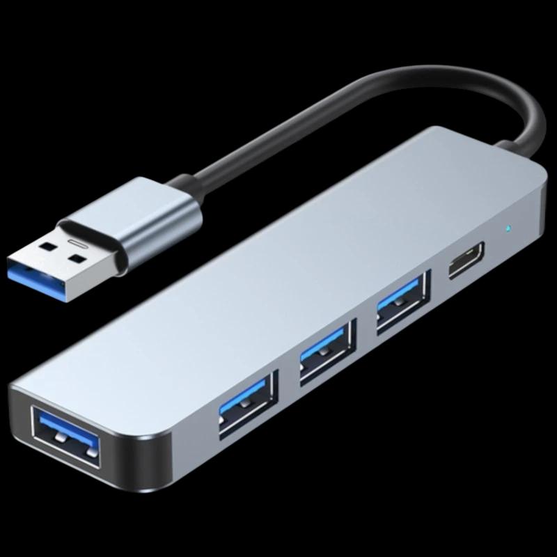 Hub USB BYL-2301U 5 en 1 USB Type C+USB 3.0 Argent