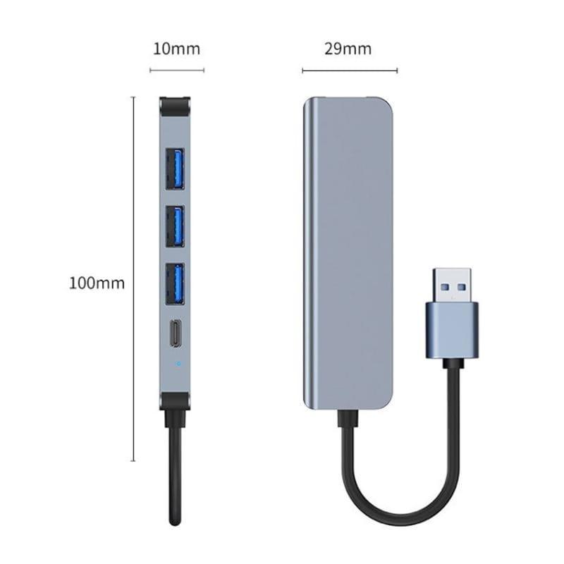 Dimensions de Hub USB BYL-2301U 5 en 1 USB Type C+USB 3.0 Argent