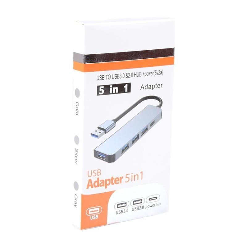 Boîte de Hub USB BYL-2301U 5 en 1 USB Type C+USB 3.0 Argent