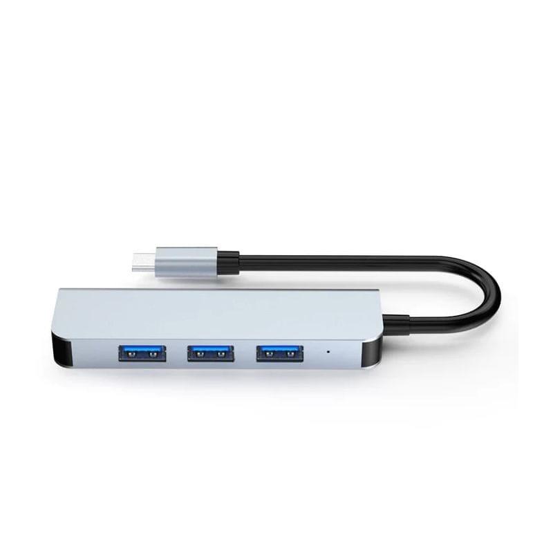 Frontal de Hub USB BYL-2013T 4 en 1 USB Tipo C/USB 3.0+USB 2.0 Gris