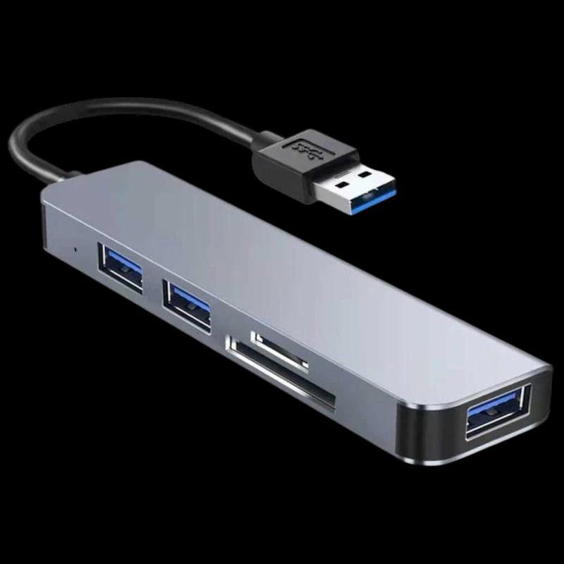 Hub USB BYL-2103U 5 en 1 USB/USB 3.0+2.0+Tarjeta SD+microSD Plata
