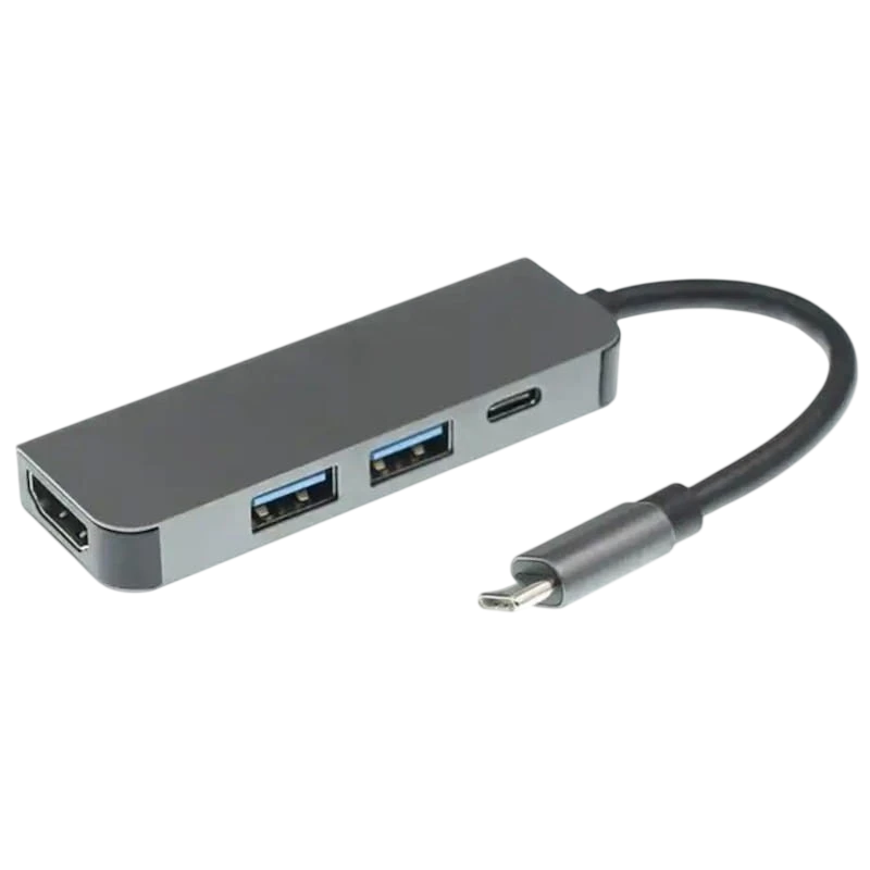 Hub USB BYL-2011 4 en 1 USB Type-C/HDMI+USB 3.0+USB Type C Gris