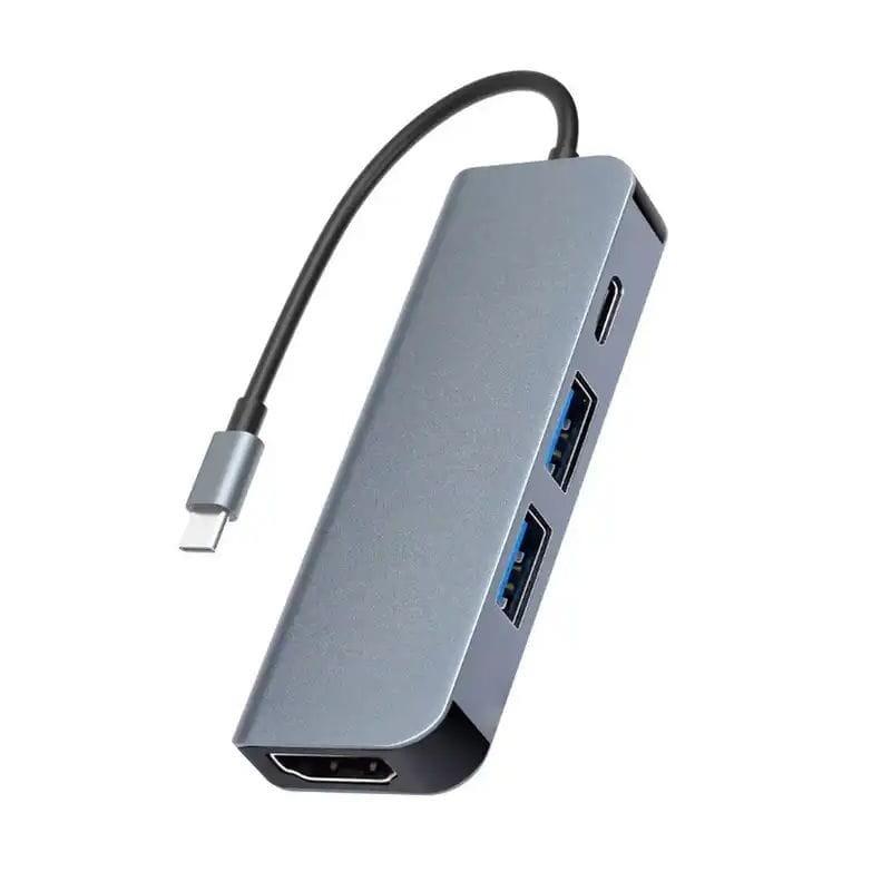 Frontal de Hub USB BYL-2011 4 en 1 USB Tipo-C/HDMI+USB 3.0+USB Tipo C Gris