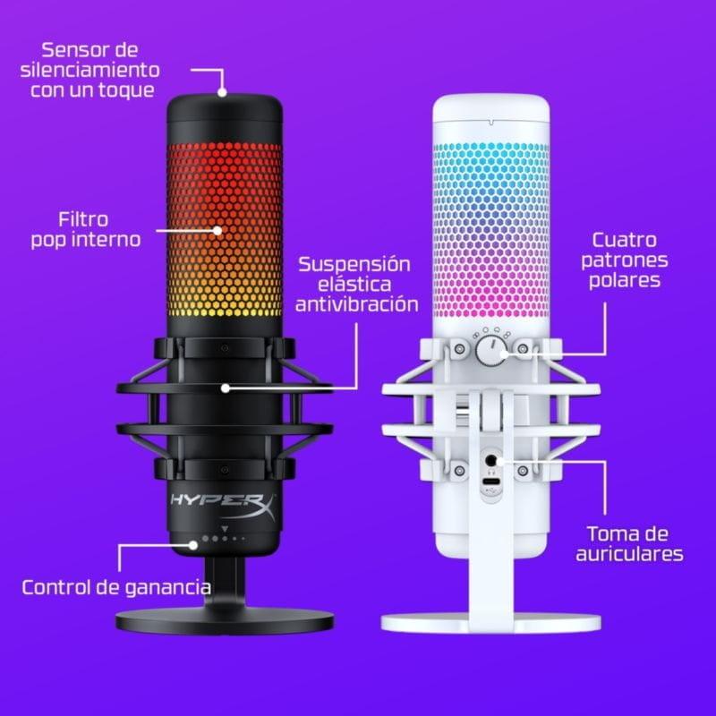 Microphone pour PC HyperX QuadCast S Noir avec 4 modes de directivité