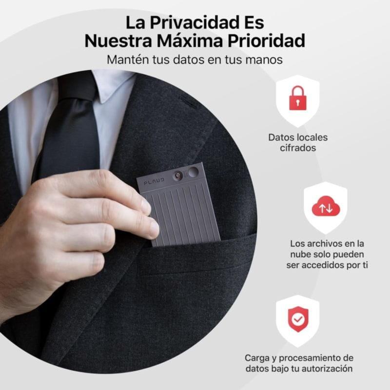 Grabadora de Voz con IA PLAUD Note Negro con cifrado de datos