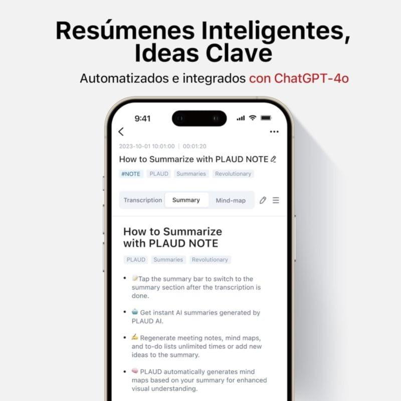 Grabadora de Voz con IA PLAUD Note Negro con ChatGPT-4