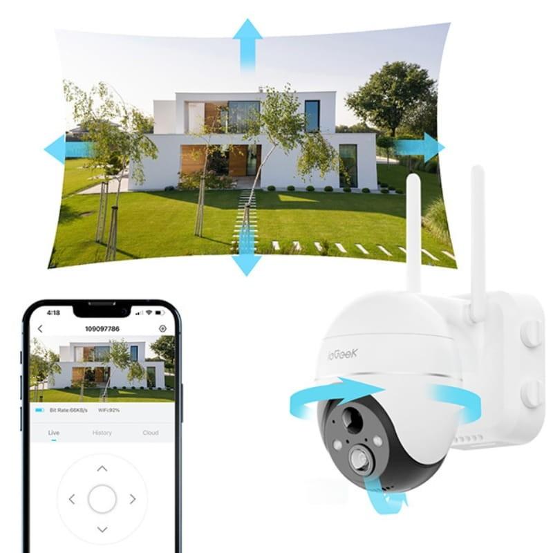 ieGeek ZS-GX4S 5MP/QHD IP65 WiFi Solar Blanco - Cámara de Seguridad Exterior - rotación 