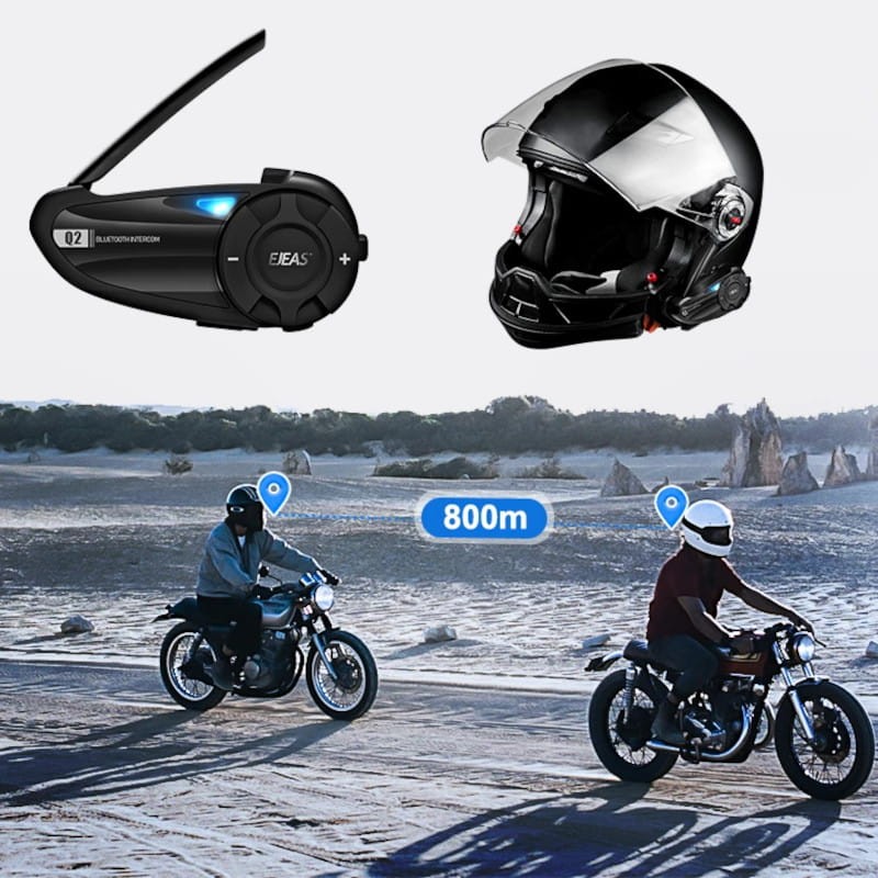 Interphone pour moto EJEAS Q2 sans fil Bluetooth 5.1 - 800m