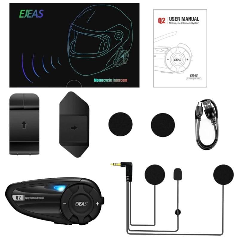 Interphone pour moto EJEAS Q2 sans fil Bluetooth 5.1 - Contenu