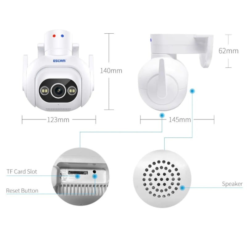 IP Escam PT304 4MP - Cámara de Seguridad Contenido de la Caja