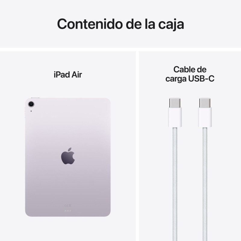 Contenu de la boîte de l'Apple iPad Air 2025 11" 8 Go/128 Go WiFi Violet
