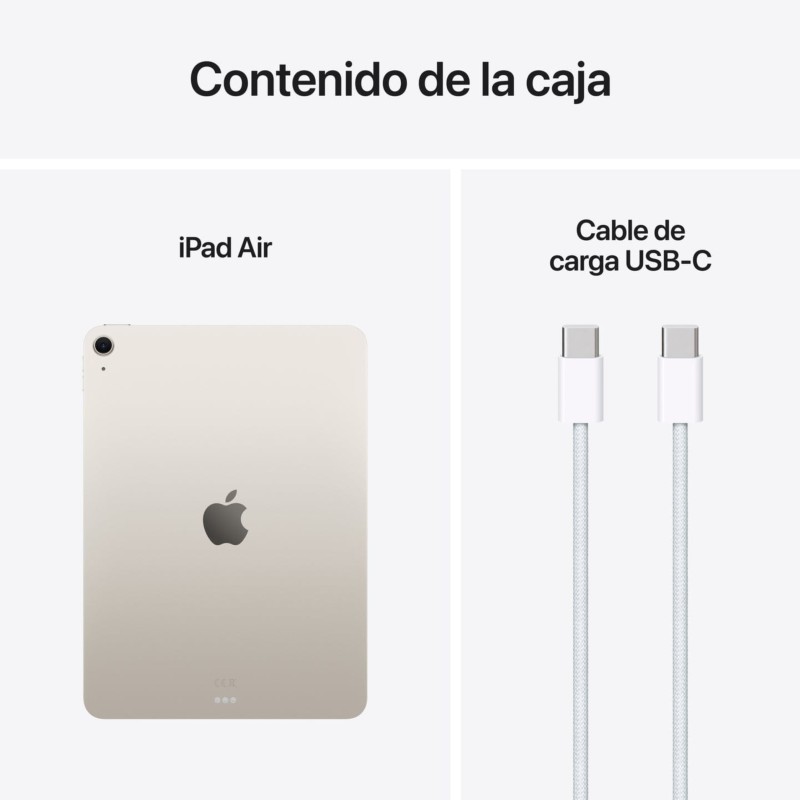 Apple iPad Air 2025 11 8Go/256Go WiFi Blanc (version internationale) - contenu de la boîte