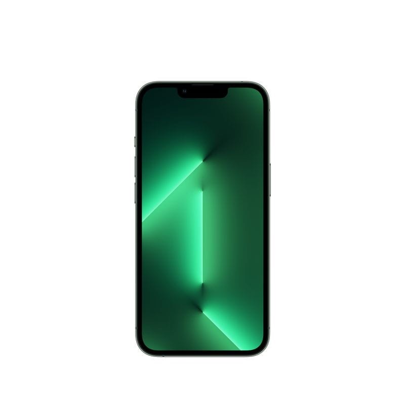 iPhone 13 Pro 128GB Verde Alpino renovado en estado excelente, pantalla OLED con notch y biseles delgados, diseño premium en tono verde elegante