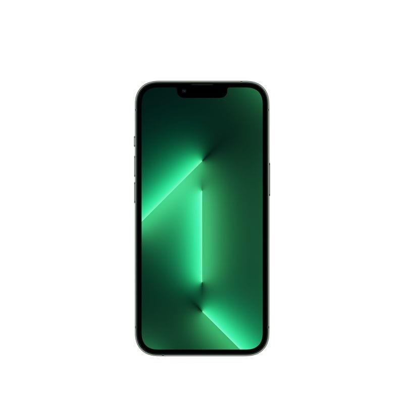 iPhone 13 Pro 128GB Verde Alpino renovado en estado excelente, pantalla OLED con notch y biseles delgados, diseño premium en tono verde elegante