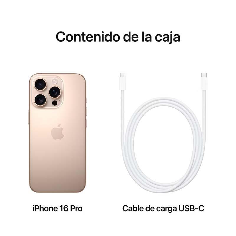 contenido del embalaje del Teléfono móvil Apple iPhone 16 Pro 5G 128GB Desierto