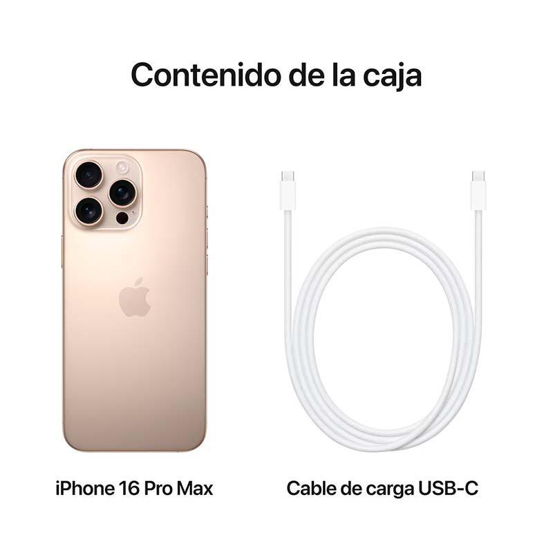 contenido del embalaje del Teléfono móvil Apple iPhone 16 Pro Max 5G 256GB Desierto