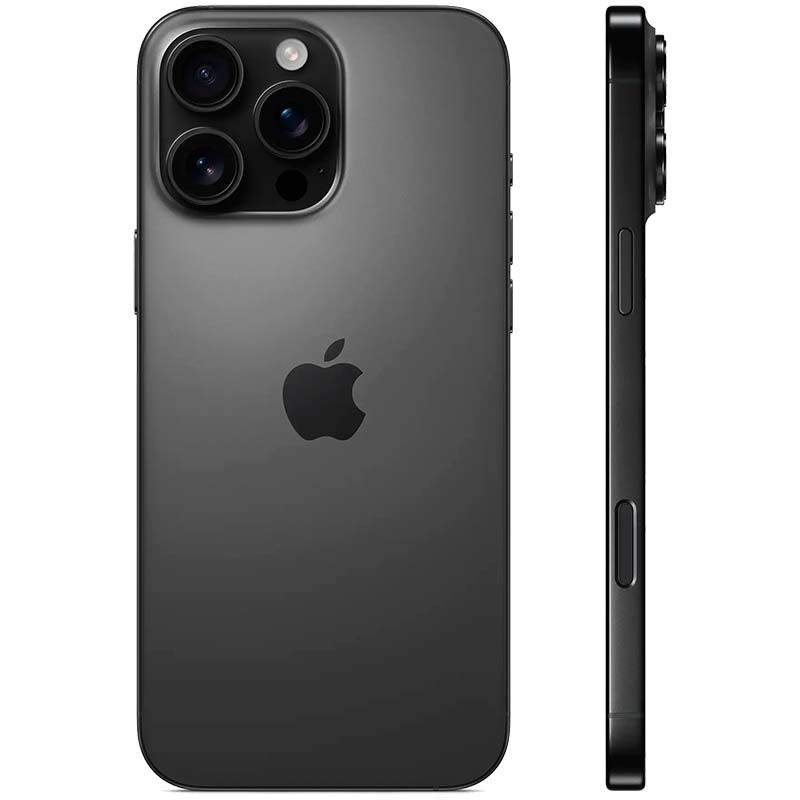 iPhone 16 Pro Max 5G 256 GB Titanium Black recondicionado - excelente estado Vista traseira e lateral