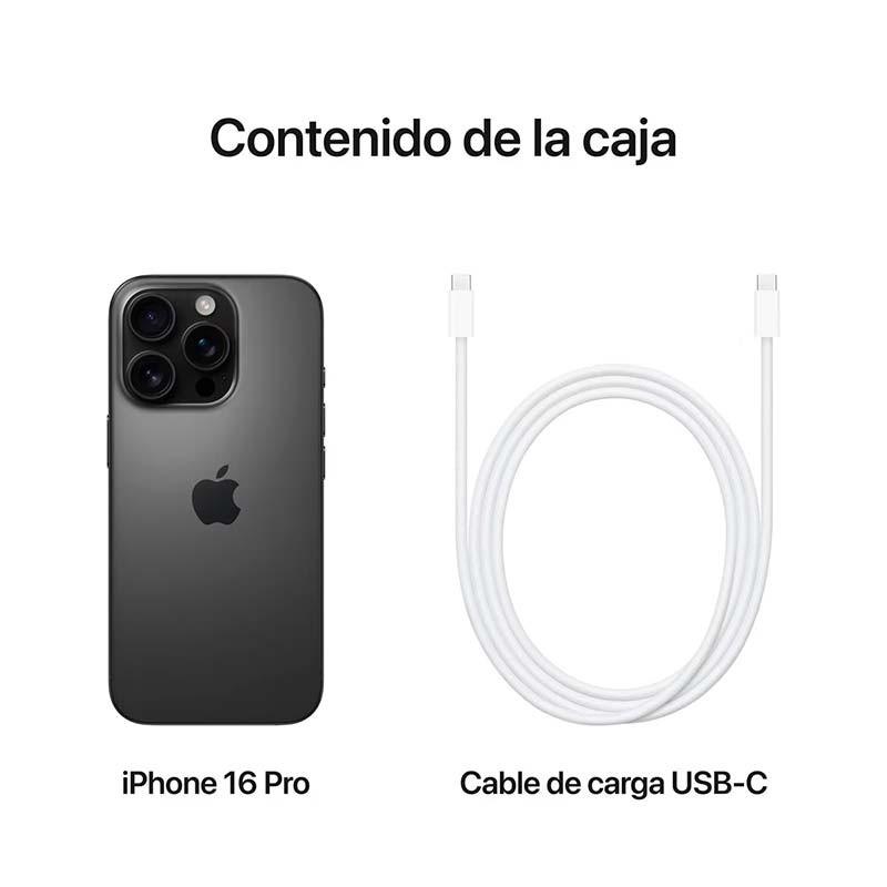 contenido del embalaje del Teléfono móvil Apple iPhone 16 Pro 5G 128GB Negro 