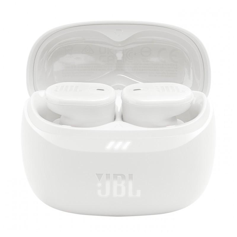 JBL Tune Buds 2 Blanc avec étui de charge ouvert