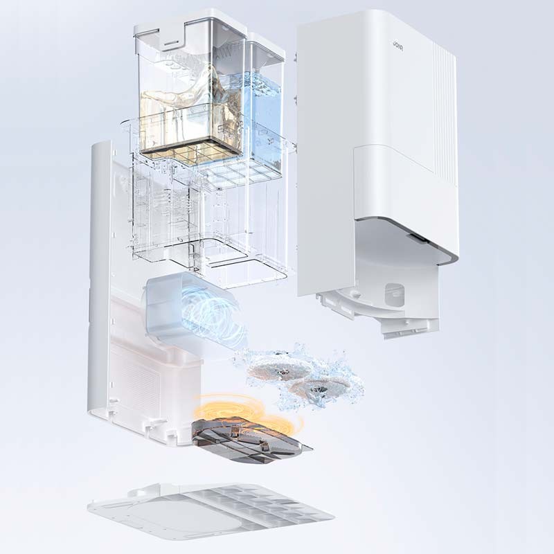 interior de la base inteligente del Aspirador robot JONR P20 Pro