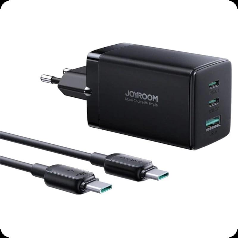 Joyroom JR-TCG01 65W Triple USB Tipo C/USB Carga Rápida Negro - Cargador con cable