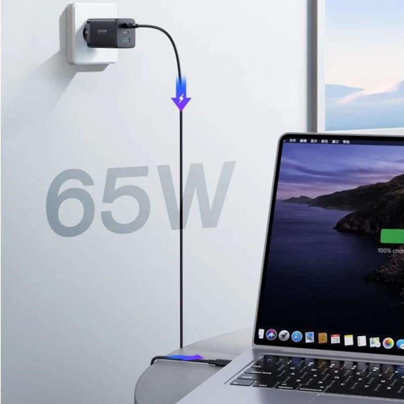 Cable de Joyroom JR-TCG01 65W Triple USB Tipo C/USB Carga Rápida Negro - Cargador con cable