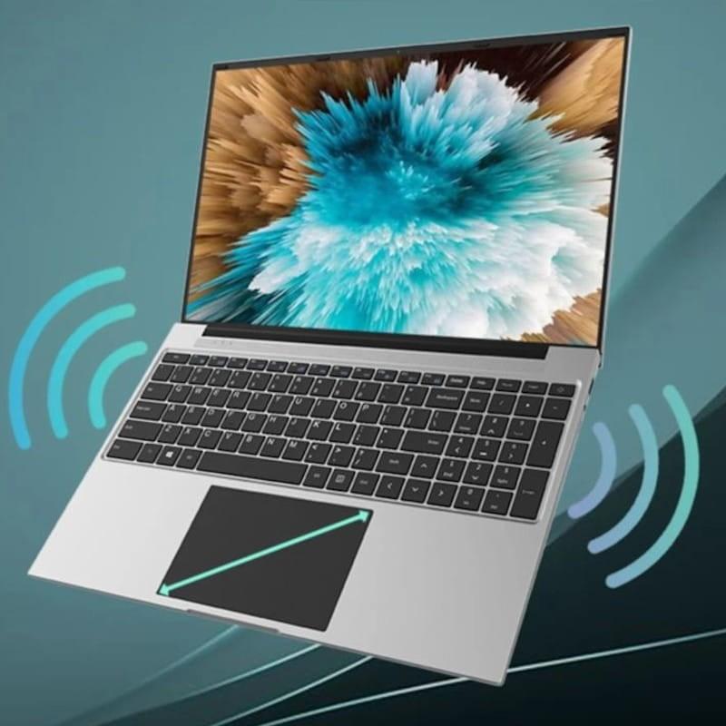 Vue détaillée du clavier et du grand touchpad de l'ordinateur portable Jumper EZbook S5 Max Intel N4100/4GB/128GB/Windows 11 de 16 pouces
