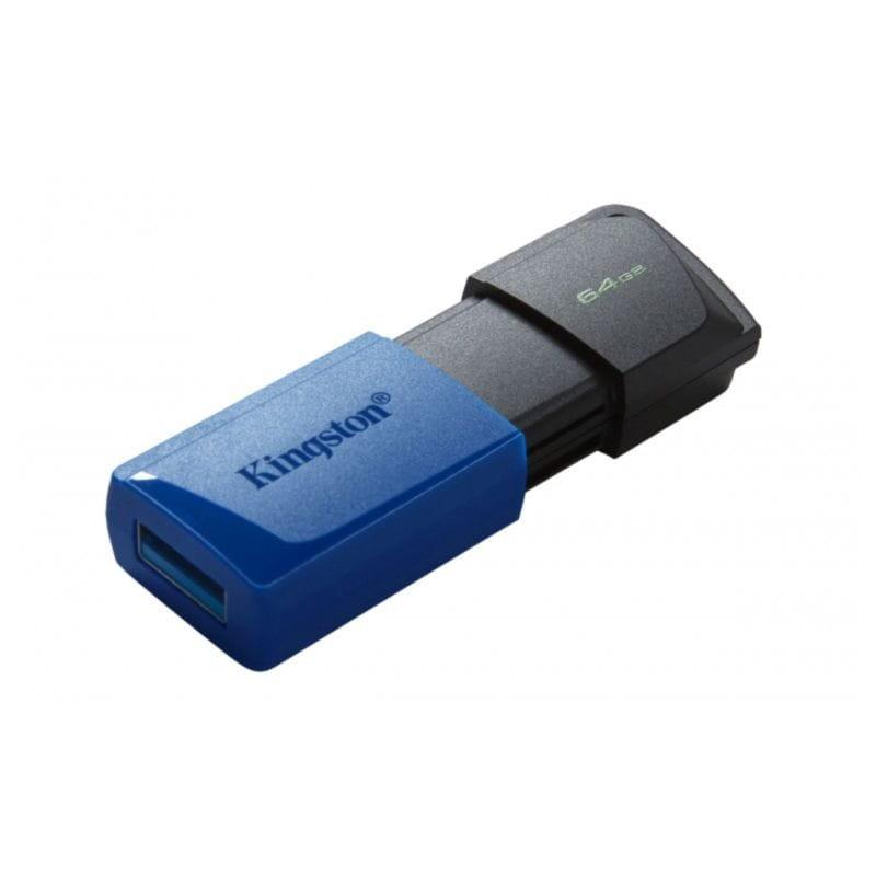 Perspectiva del Kingston DataTraveler Exodia 64GB USB A Negro/Azul con tapa
