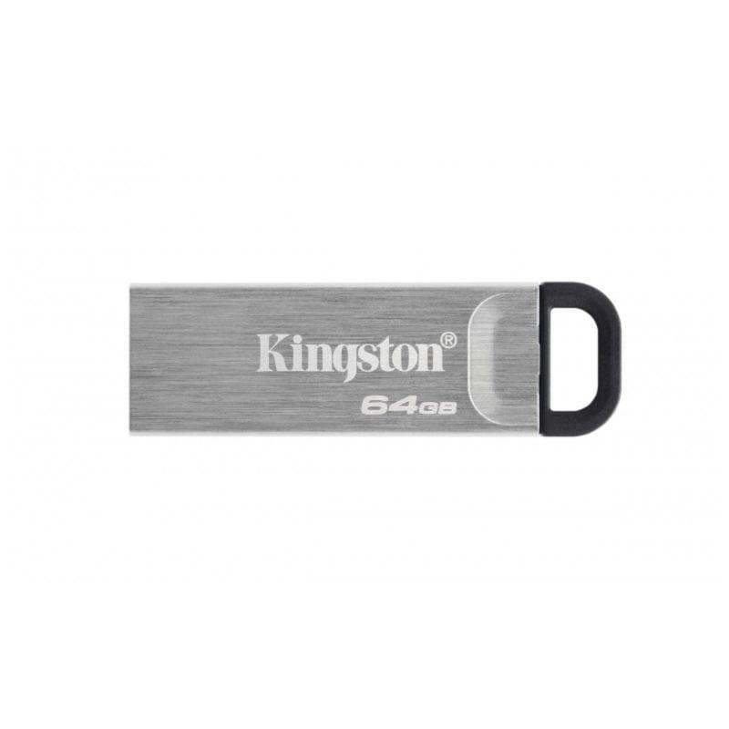 Vista frontal del Kingston DataTraveler Kyson 64GB USB A Plata