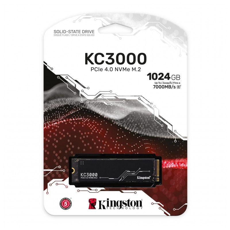 Gabinete de disco rígido Kingston KC3000 M.2 1024 GB PCIe 4.0 3D TLC NVMe SSD