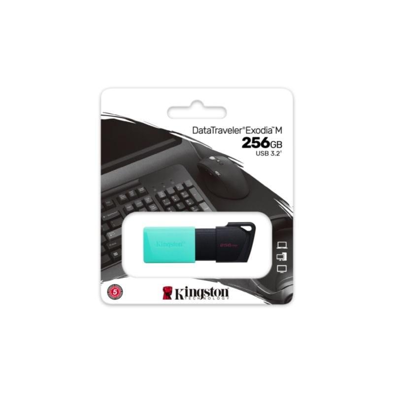 Paquete del Kingston DataTraveler Exodia M 256 GB USB 3.2 Gen 1 Negro/Turquesa