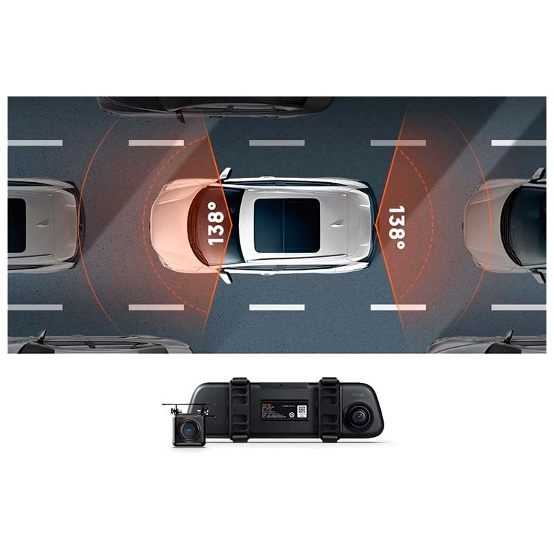 ángulo de visión del Retrovisor Dash Cam 70mai S500 + cámara trasera RC13