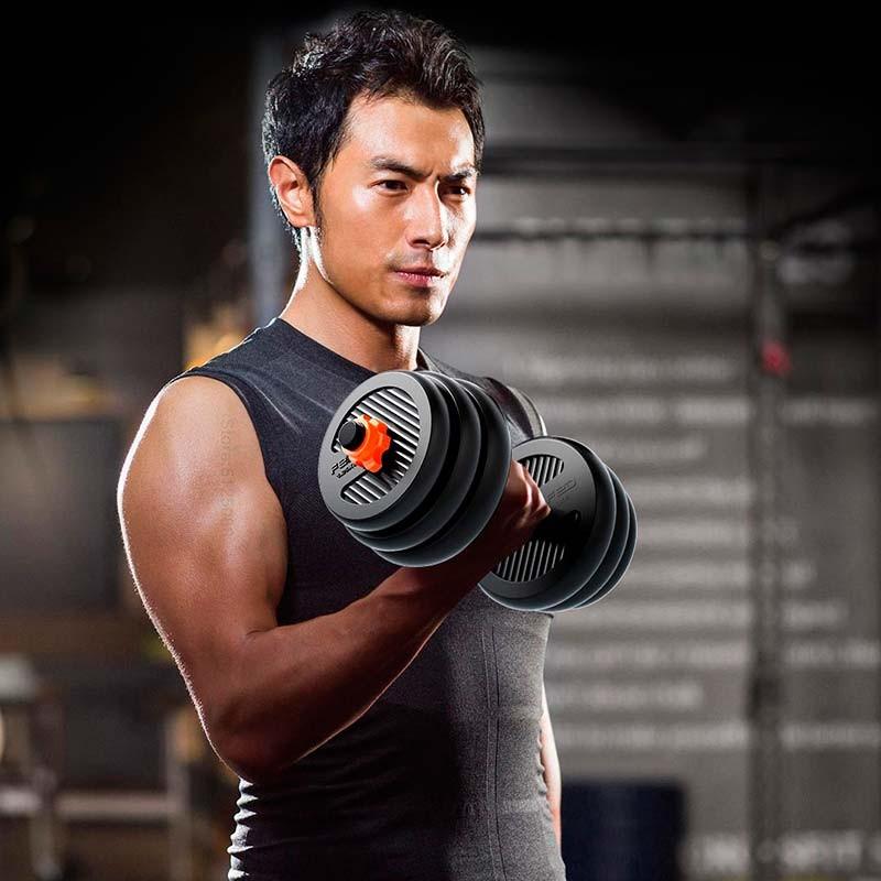 foto real de las mancuernas del Kit de Musculación 4 en 1 Xiaomi FED de 20kg