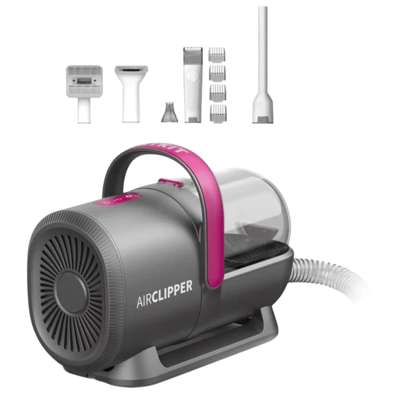 Kit de Toilettage pour Animaux de Compagnie avec Aspirateur 5 en 1 Grooming Vacuum Kit noir