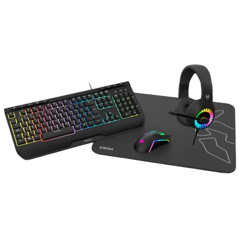 Kit de teclado y ratón Krom Kenya 4 en 1 RGB Gaming