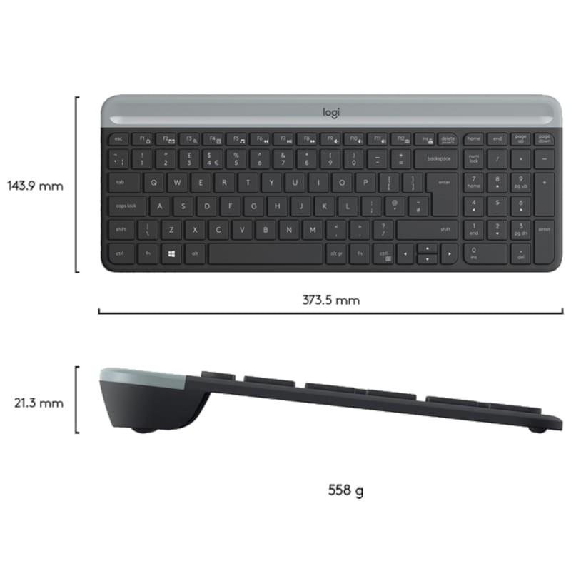Teclado + Ratón Inalámbricos Logitech MK470 Grafito Frontal y Lateral