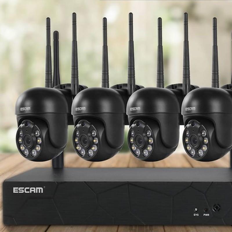 Kit de vidéosurveillance IP Escam WNK614 Wifi 3MP 4 Caméras - Adaptable