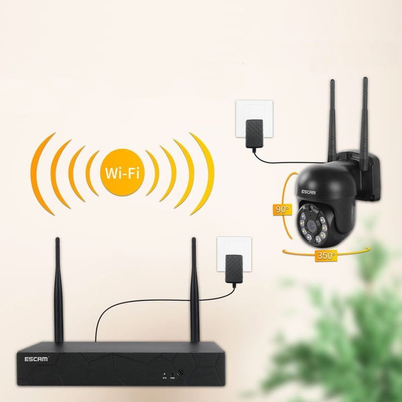Kit de vidéosurveillance IP Escam WNK614 Wifi 3MP 4 Caméras - Conexâo