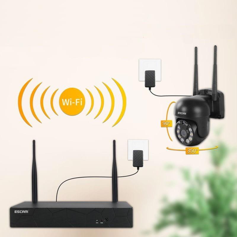 Kit de vidéosurveillance IP Escam WNK614 Wifi 3MP 4 Caméras - Conexâo