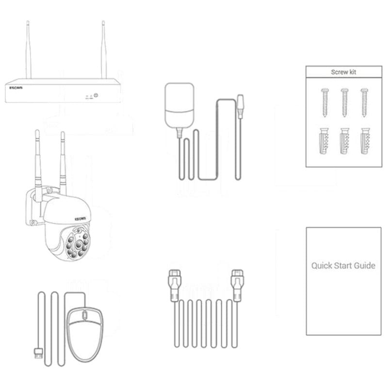 Kit de vidéosurveillance IP Escam WNK614 Wifi 3MP 4 Caméras - Contenudo