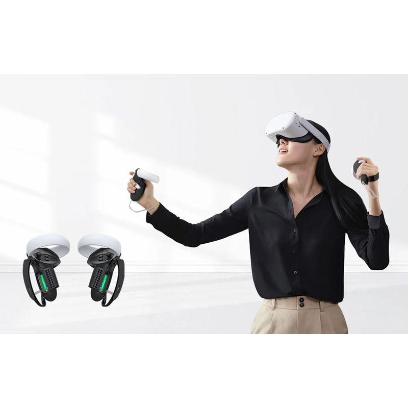 Frontal de Fundas protectoras con Asa Kiwi Design Q1 PRO-2.2 con protector de batería para Meta Quest 2 Negro