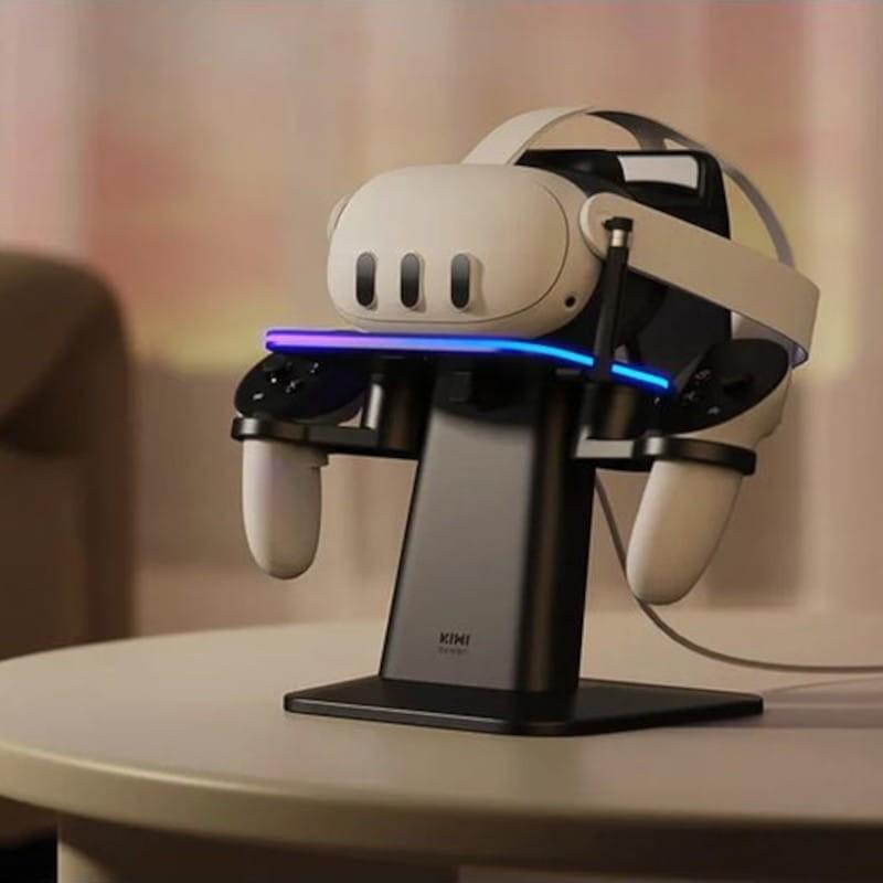 Couleur de Support vertical Kiwi Design QC03 RGB Charge magnétique pour Meta Quest 3/Quest 2/Quest PRO Noir